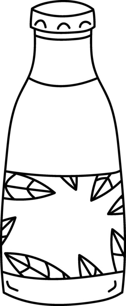 Bottle with Leaf Patterns Sketch vector