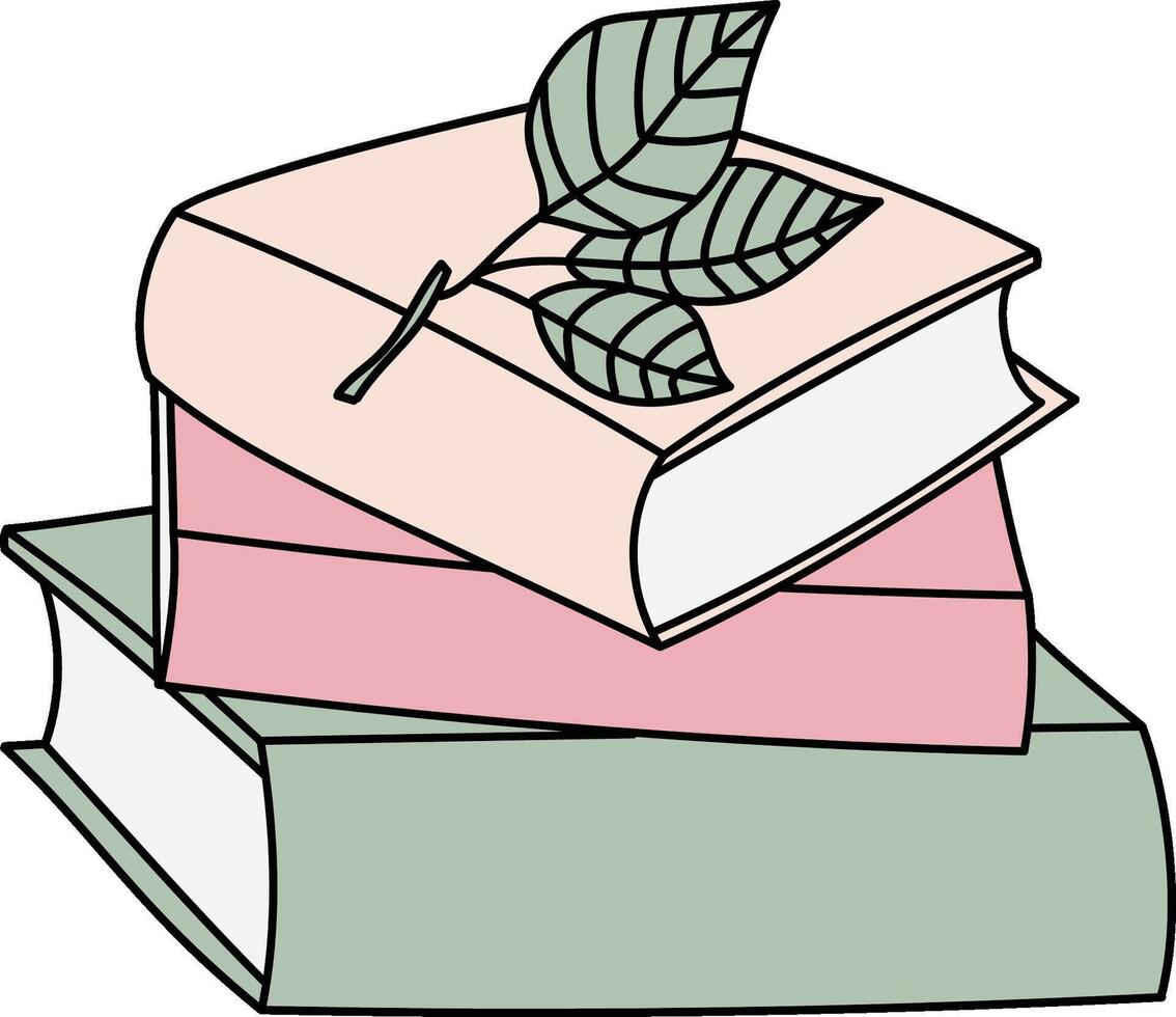 Stack of Books with Leaf vector