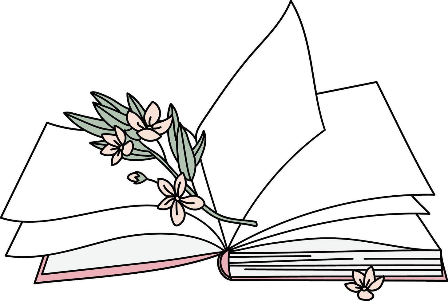 Open Book with Flowers vector