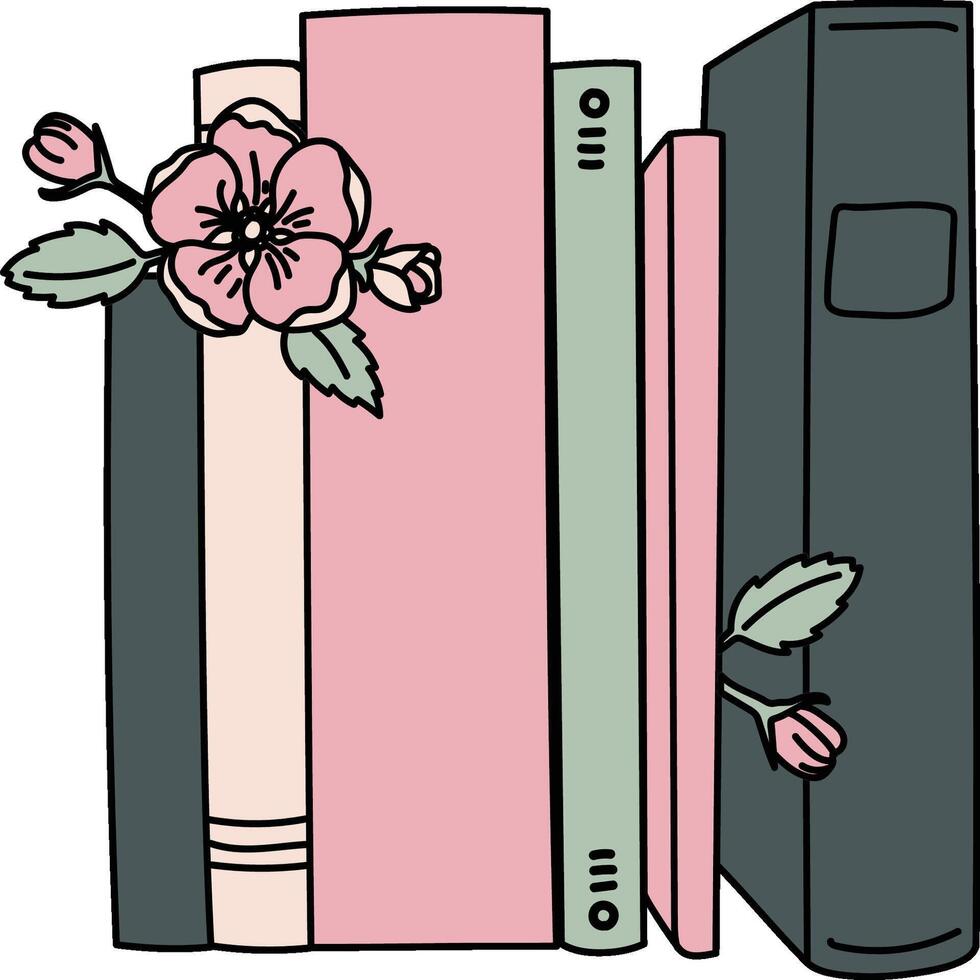 Books with Floral Accents vector