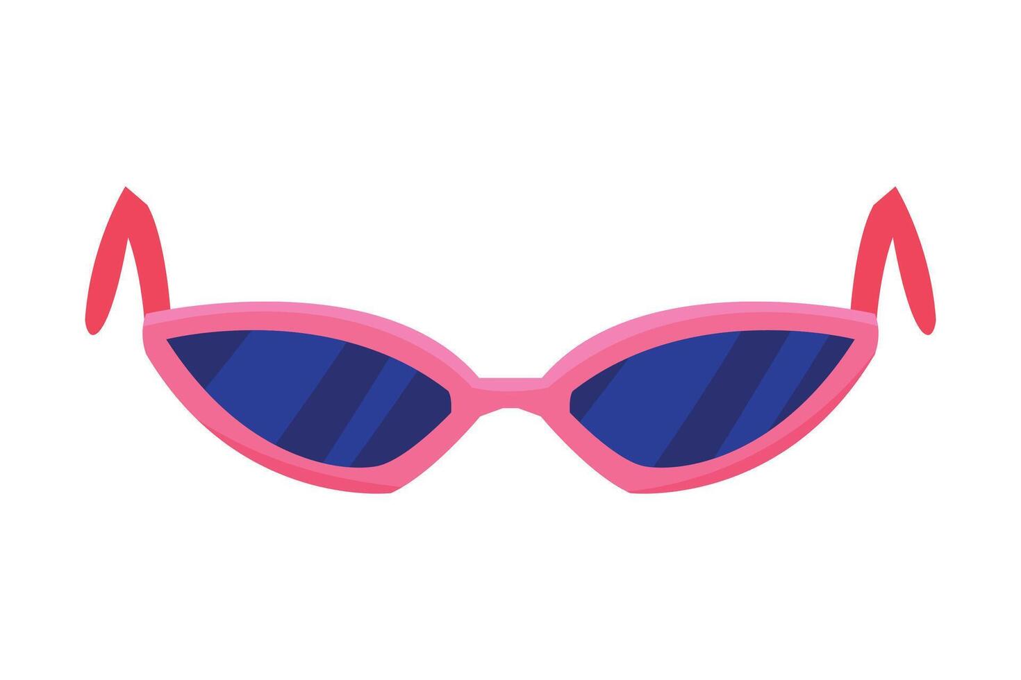 Trendy Pink Sunglasses with Blue Lenses, Summer Vacation Accessory, Traveling and Tourism Illustration on White Background vector
