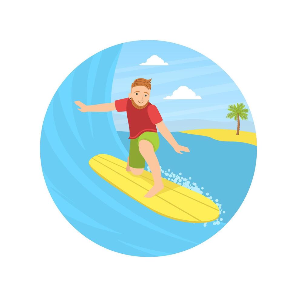 Guy Riding Surfboard Landing Page Template, Surfing Club Website Banner, Homepage Illustration vector