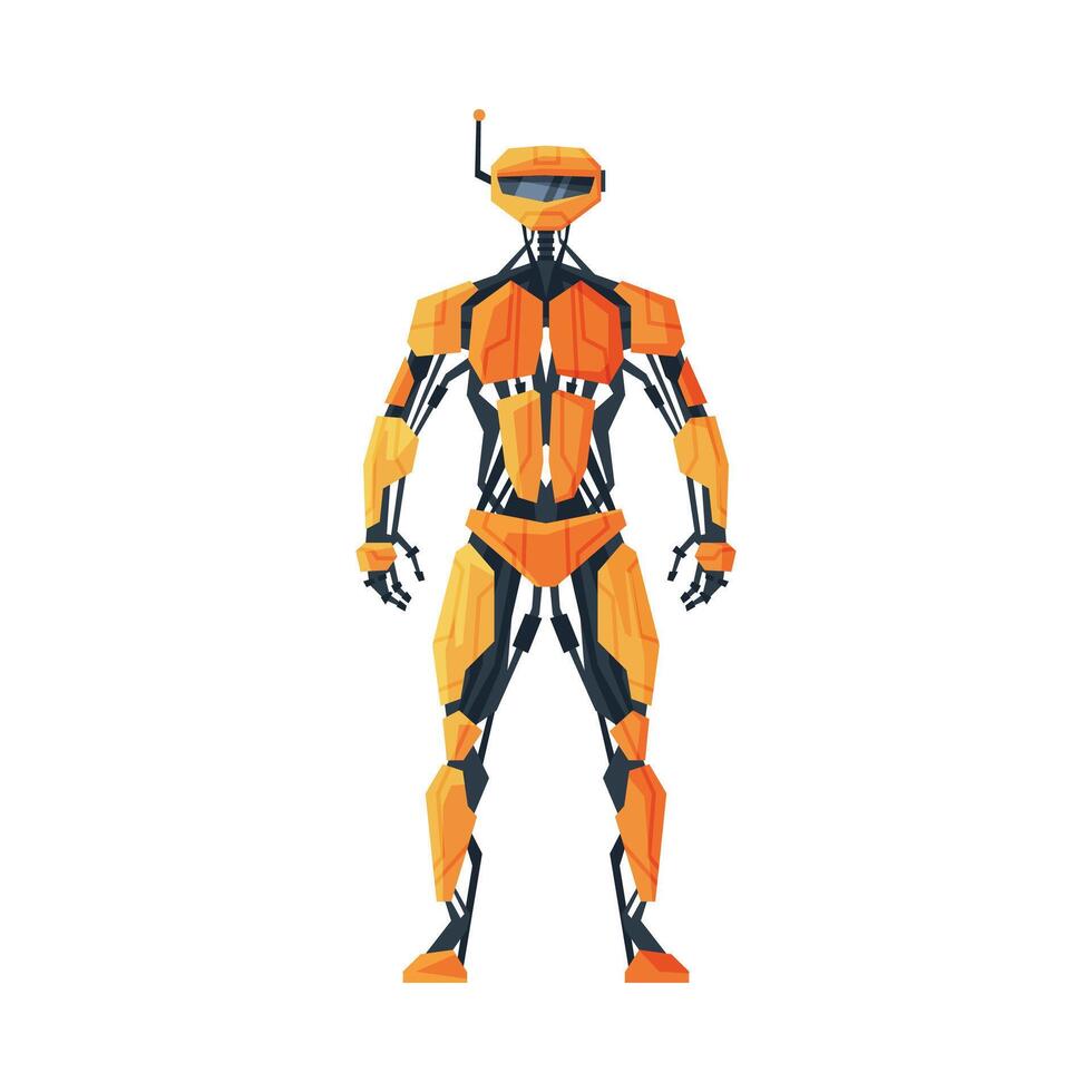 Modern Robot, Android Future Robotic Technology, Cybernetic Artificial Intelligence Machine Illustration on White Background vector