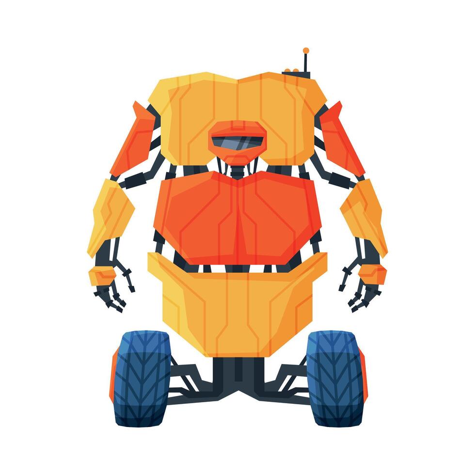 Modern Robot on Wheels, Robotic Technology, Artificial Intelligence, Automation Concept Illustration on White Background vector