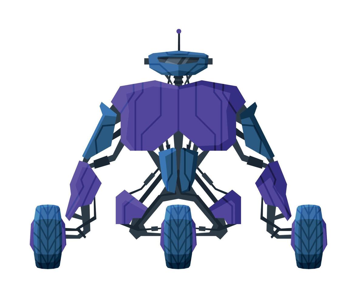 Robot on Wheels, Robotic Technology, Artificial Intelligence, Automation Concept Illustration on White Background vector