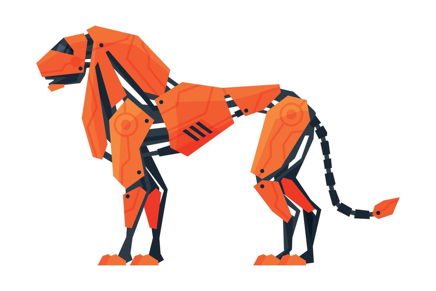 Lion Wild Animal Robot, Artificial Intelligence Robotic Animal Illustration on White Background vector