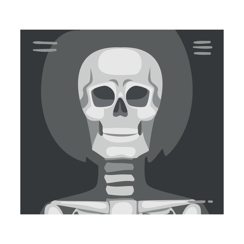 X-ray Film of Front Viewed Skull Illustrated Image for Educational Purpose vector