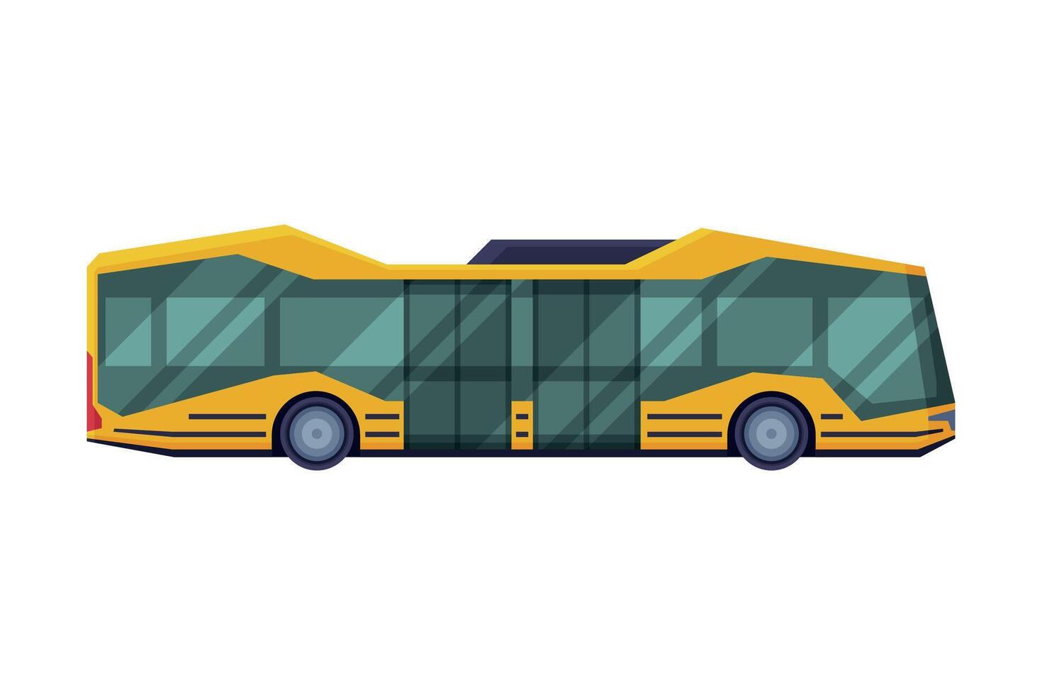 Side View of Modern School Bus, School Students Transportation Vehicle Flat Style Illustration on White Background vector