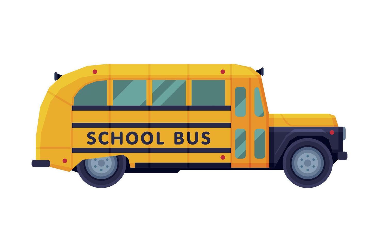 Retro Yellow School Bus, Back to School Concept, Students Transportation Vehicle Flat Style Illustration on White Background vector
