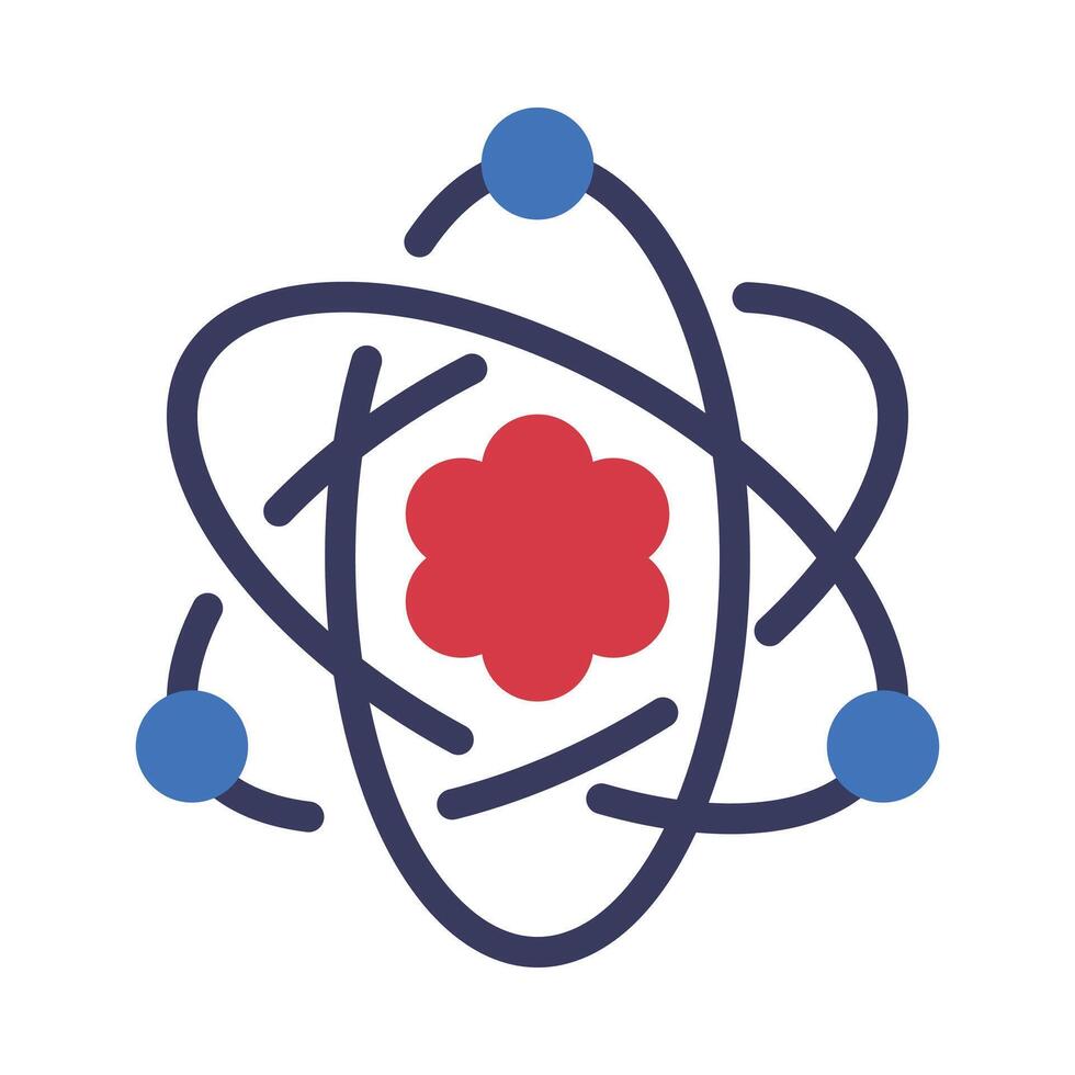 Electrons Rotating in Orbits around Atomic Nucleus, Science, Education, Scientific Research Symbol Flat Style Illustration vector