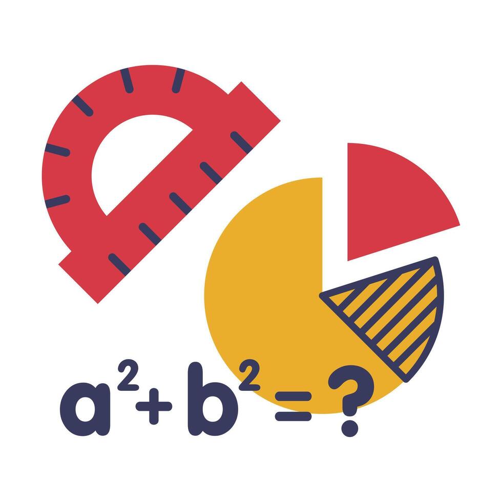 Math Science Education Concept, School Supplies, Back to School Elements Flat Style Illustration vector