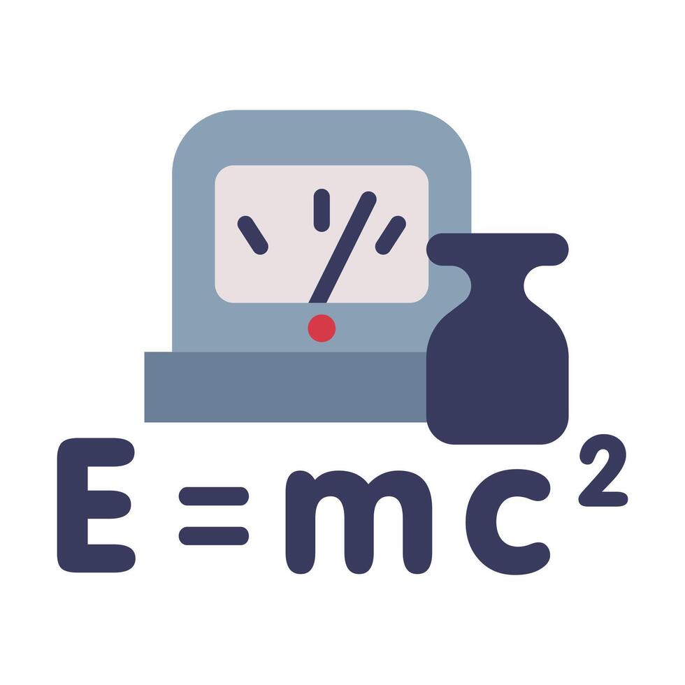 Physics Lesson Symbols, Equivalence of Mass and Energy Formula, Education, Schooling and Learning Elements, Back to School Concept Flat Style Illustration vector