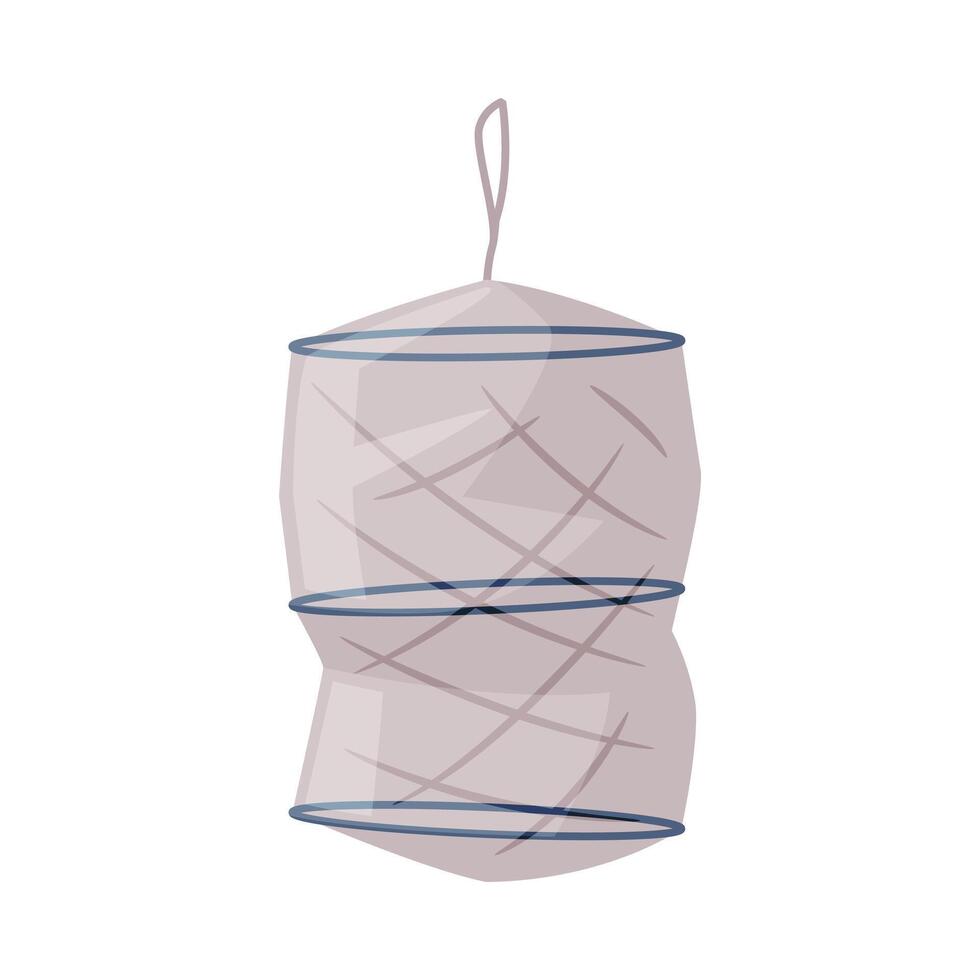 Cylindrical Fishing Net Trap Cartoon Illustration vector
