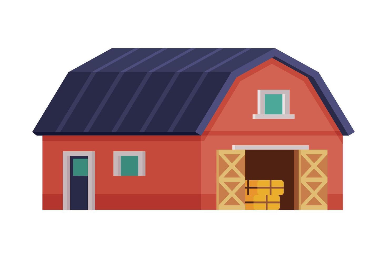 Red Barn, Traditional Wooden Agricultural Building Cartoon Illustration vector