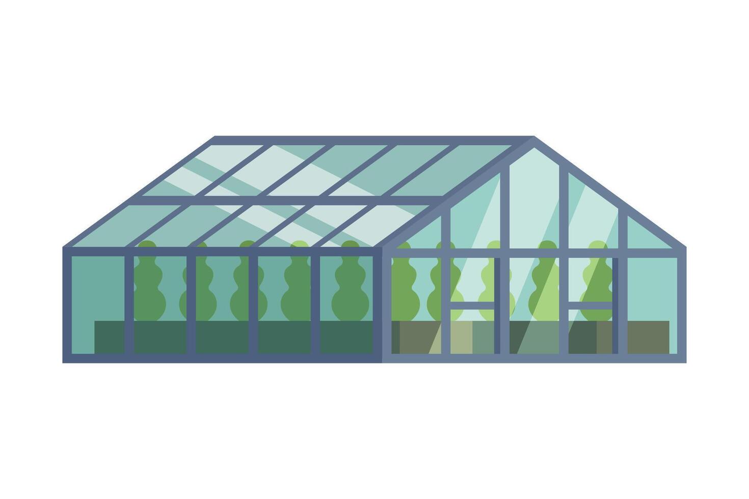 Greenhouse with Glass Walls, Agricultural Building Cartoon Illustration vector