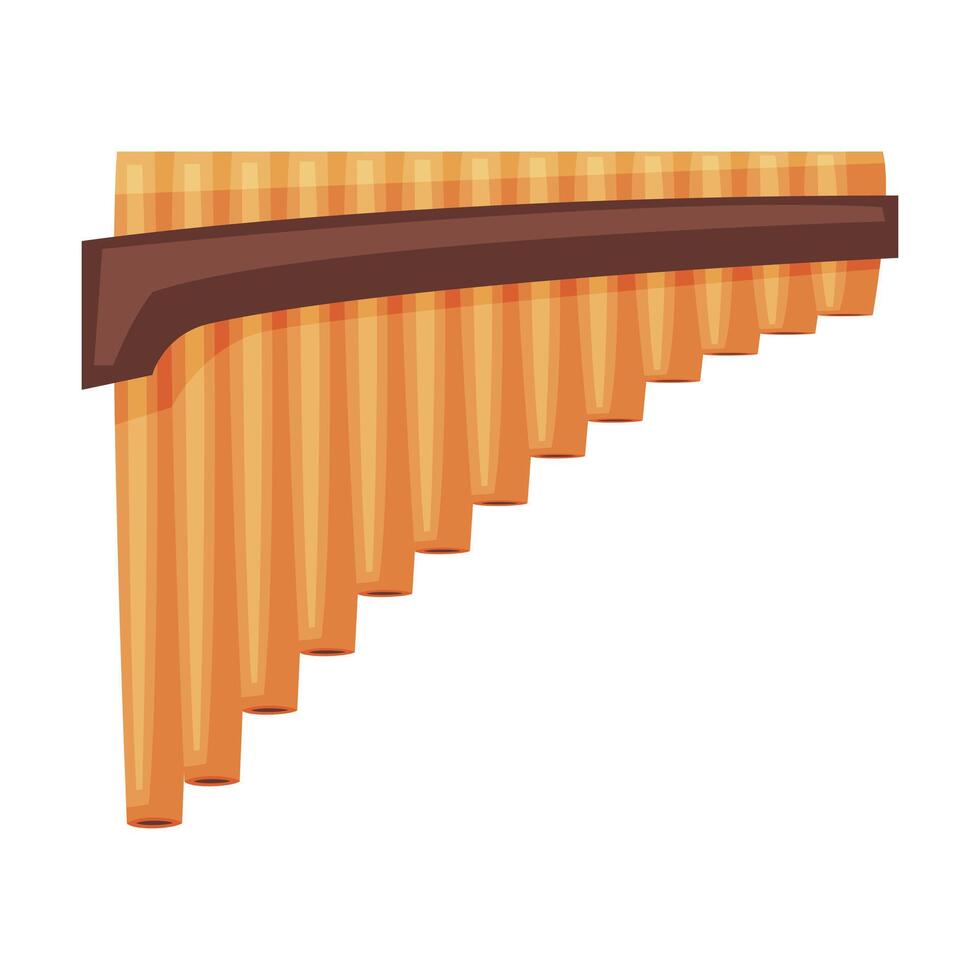 Harmonica Wind Wooden Musical Instrument Flat Style Illustration on White Background vector