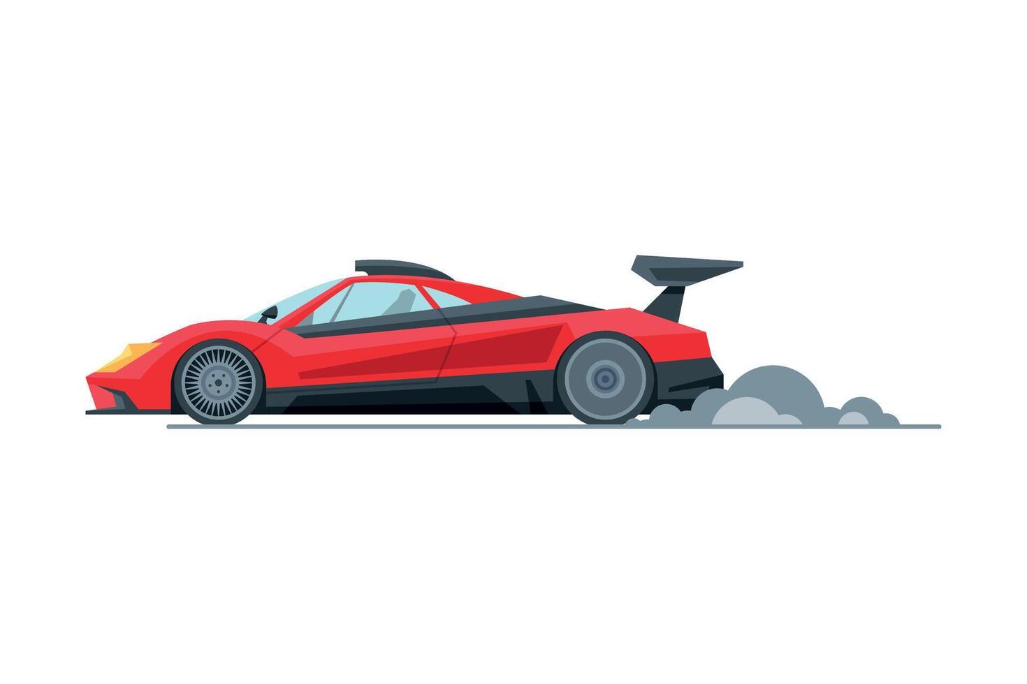Red Sport Racing Car, Side View, Fast Motor Racing Bolid Illustration vector