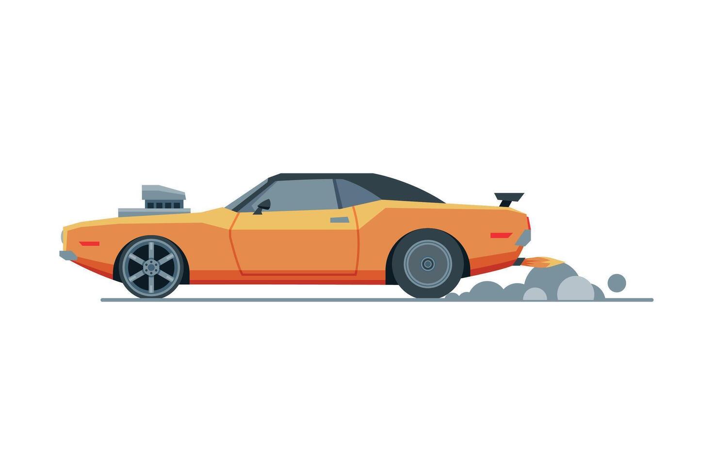 Orange Sport Racing Car, Side View, Retro Fast Motor Racing Vehicle Illustration vector