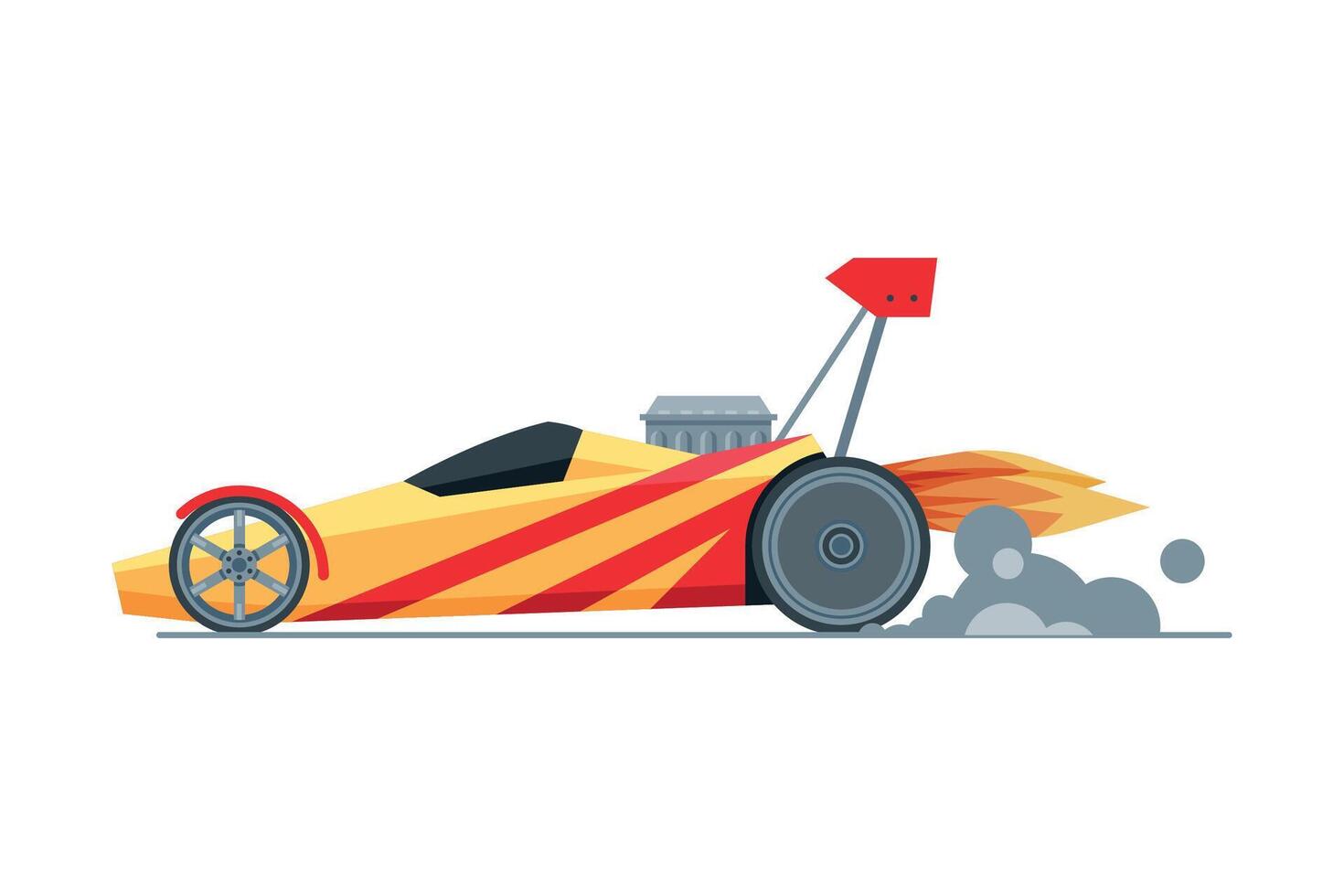 Sport Racing Car, Side View, Fast Motor Racing Bolid Illustration on White Background vector