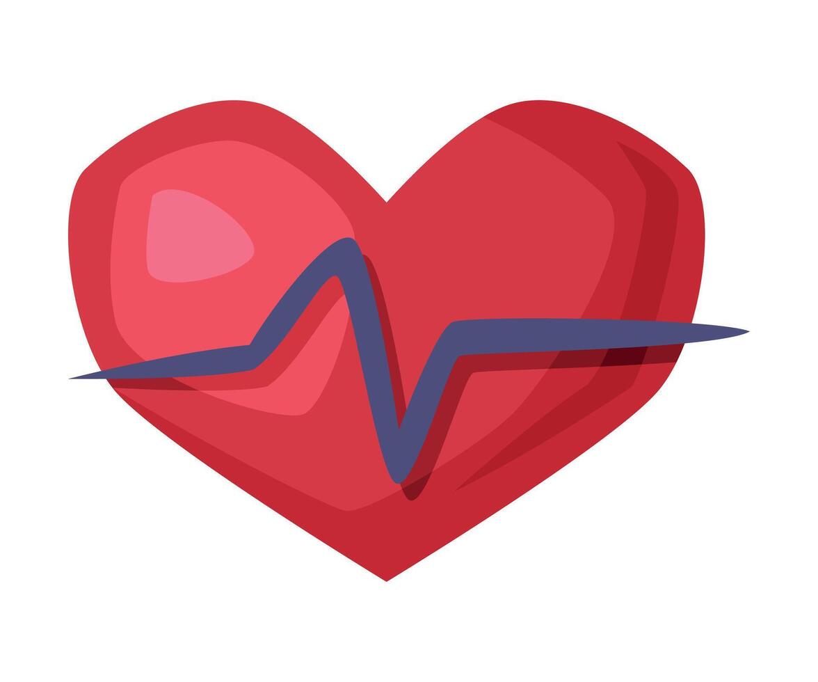 Heartbeat, Heart Beat Pulse, Healthy Lifestyle Concept Cartoon Style Illustration vector