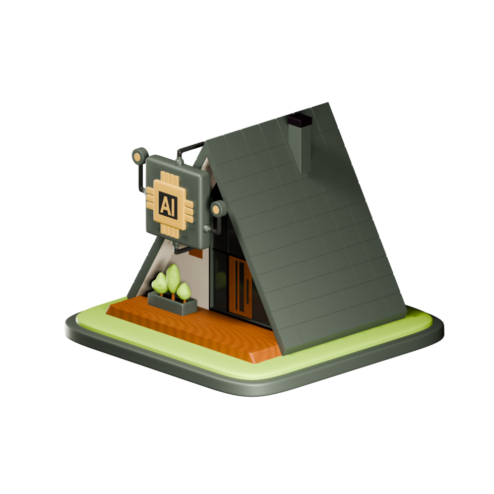 Smart home automation with artificial intelligence 3d icon. Modern Real Estate. 3d rendering of a smart home for renting, selling or buying a home. png