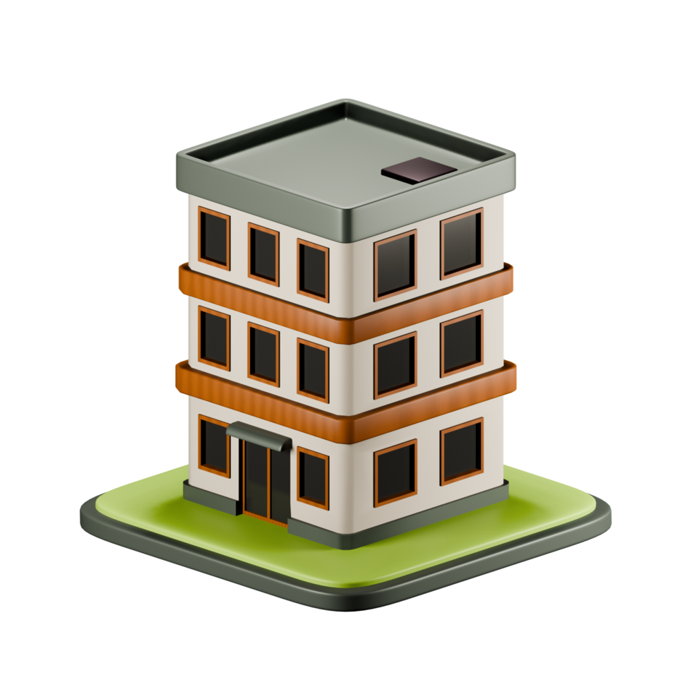 House with apartments 3d. Modern residential building. 3d render on isolated background. png