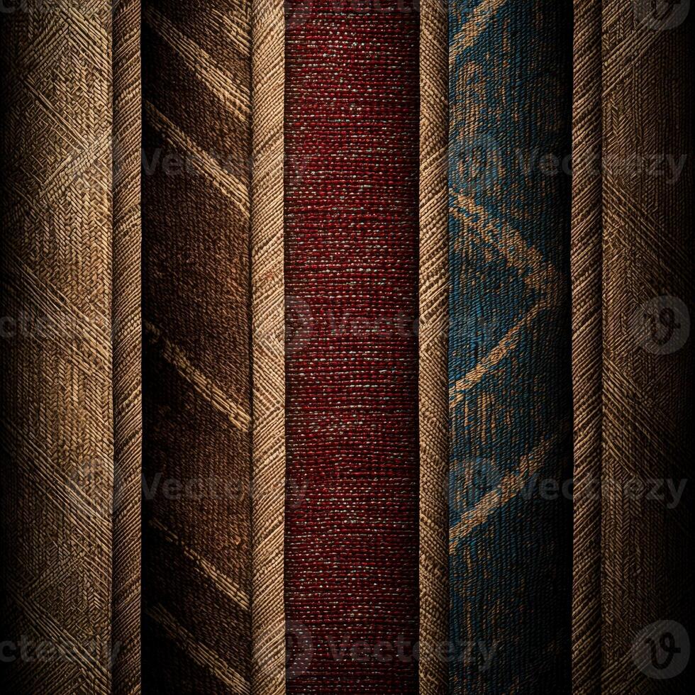 A row of books with different colors and patterns photo
