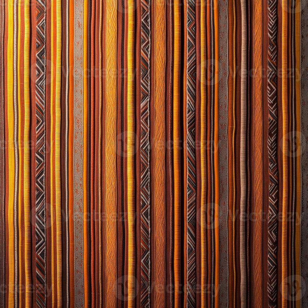 A colorful striped curtain with a black and white stripe photo