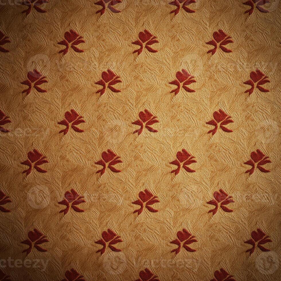 A vintage wallpaper with red flowers on it photo