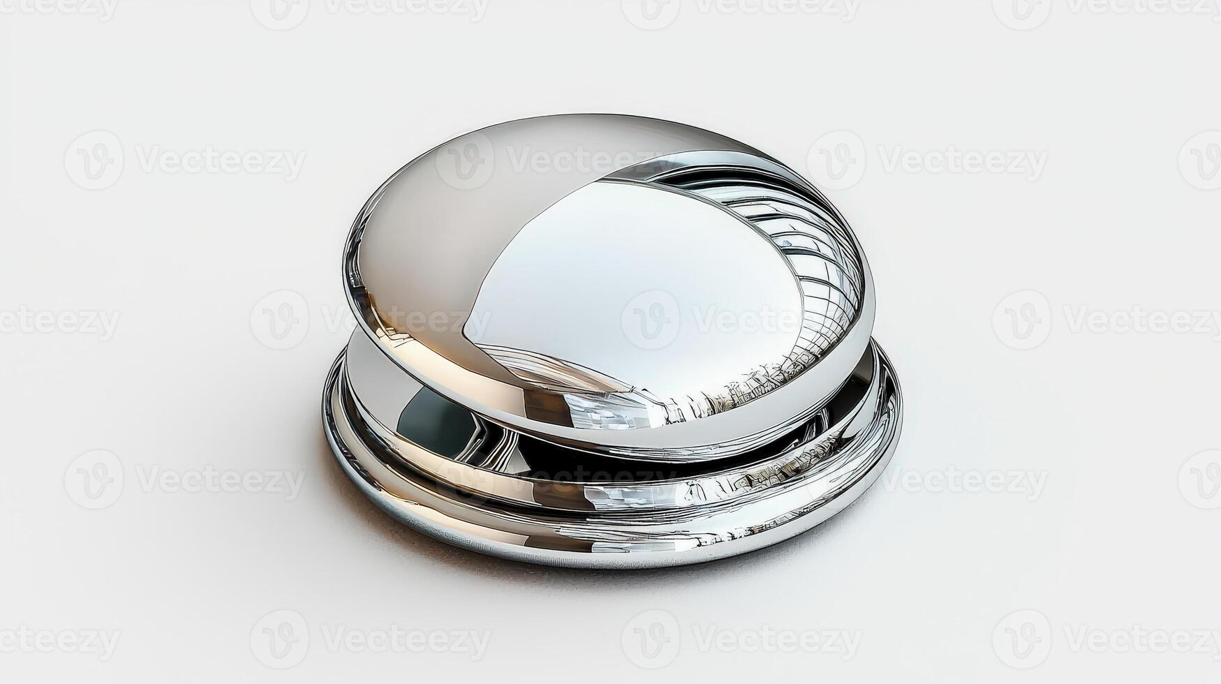 A silver object with a white background photo