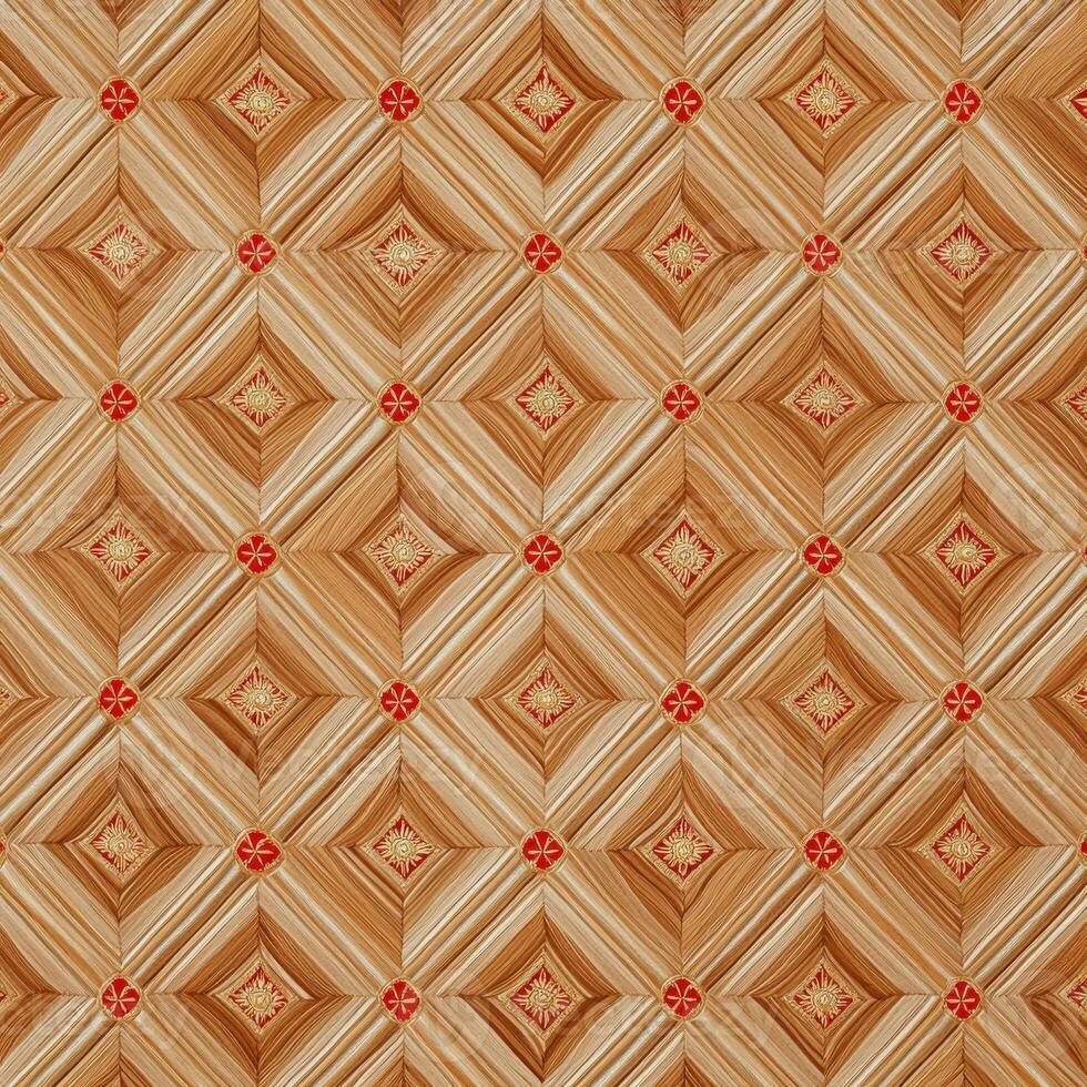 A brown and red patterned wallpaper with squares photo