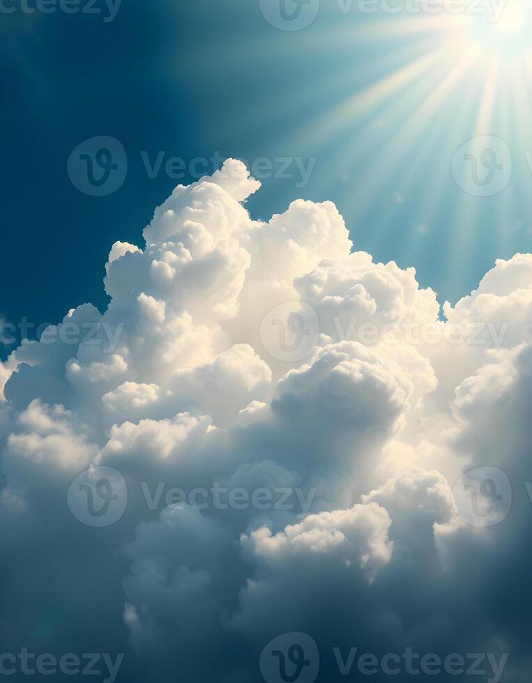 Dramatic Cloudscape with Bright Sunlight Breaking Through photo