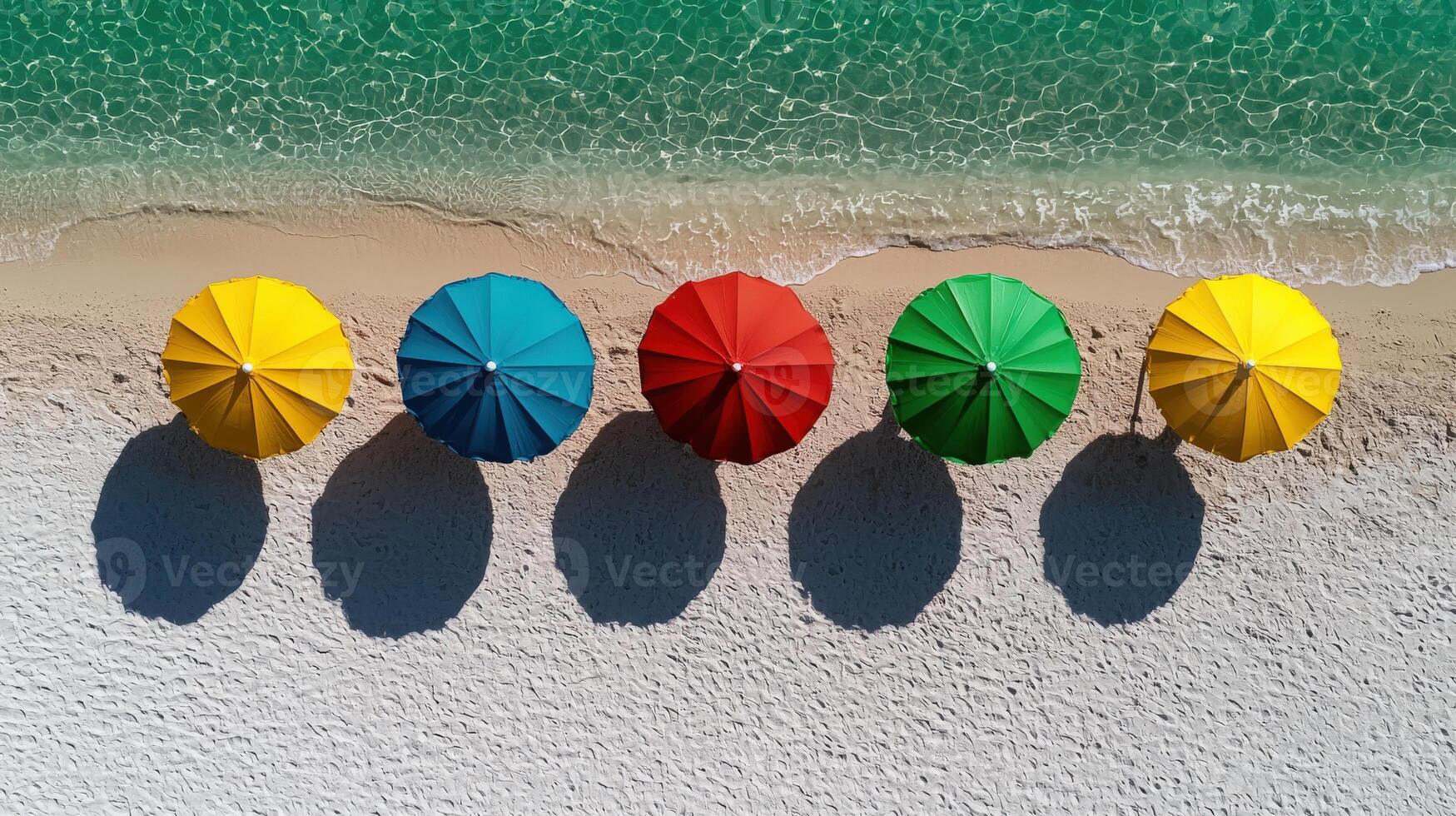 Colorful umbrellas on a beach photo