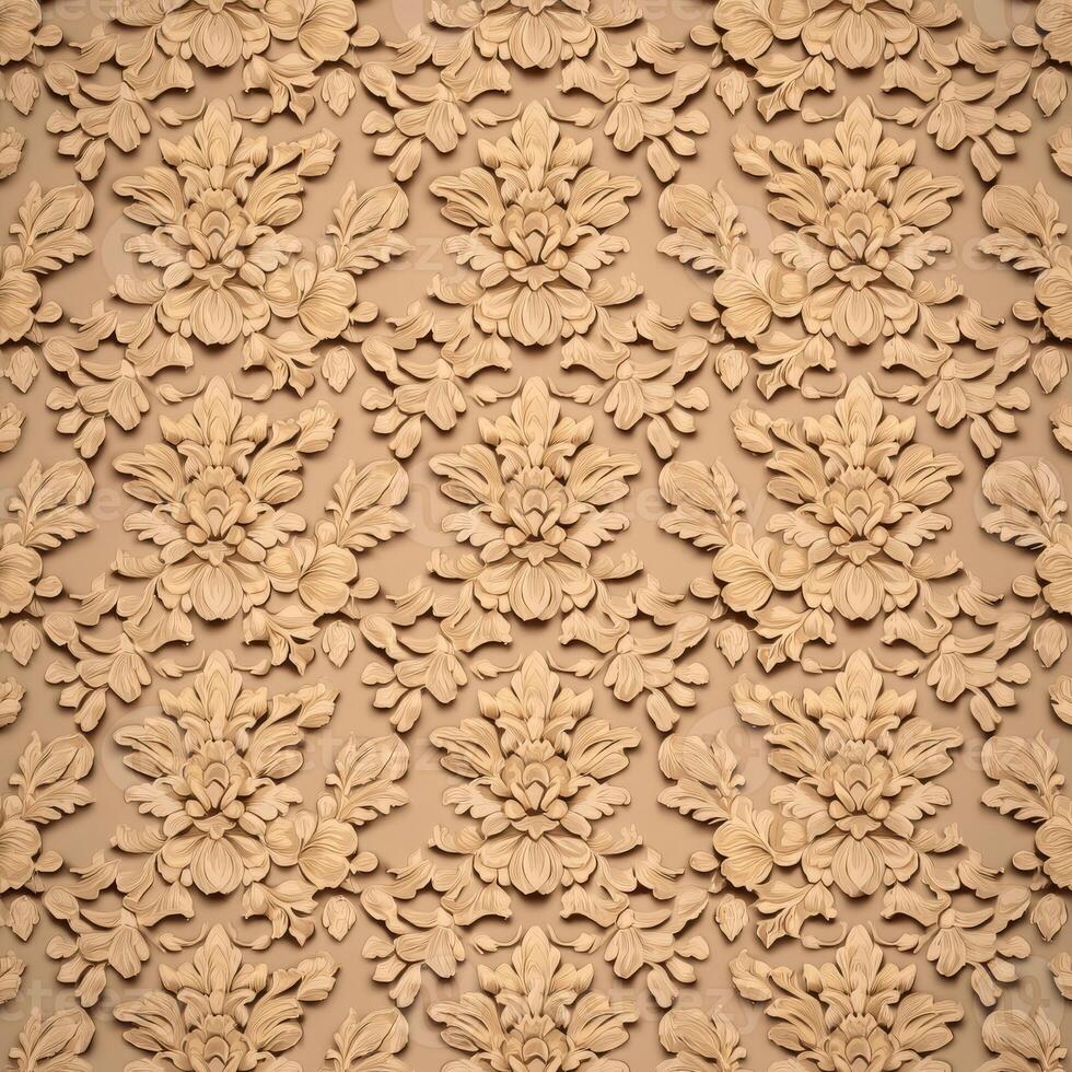 An old beige wall with a floral pattern photo