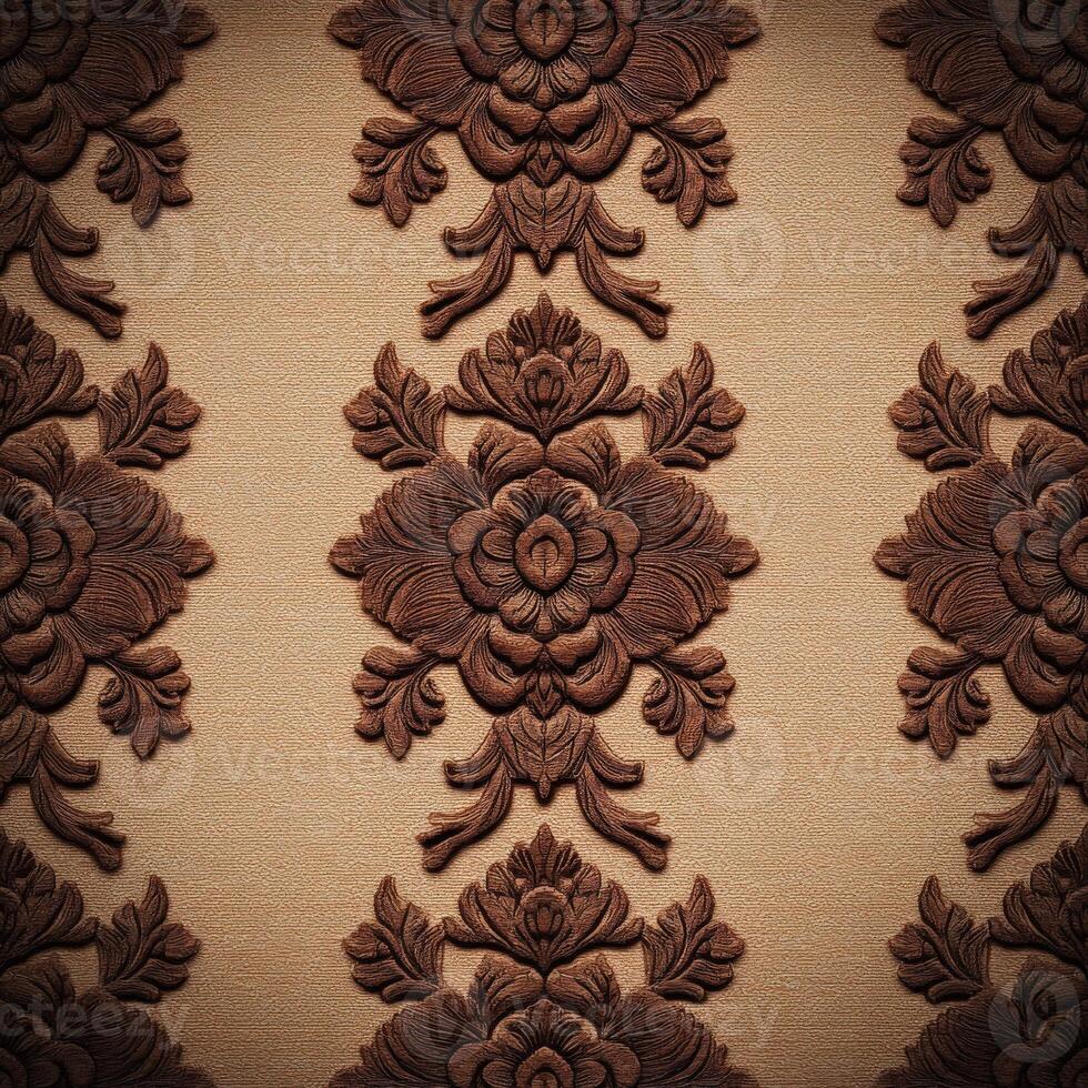 A brown and black wallpaper with a flower pattern photo