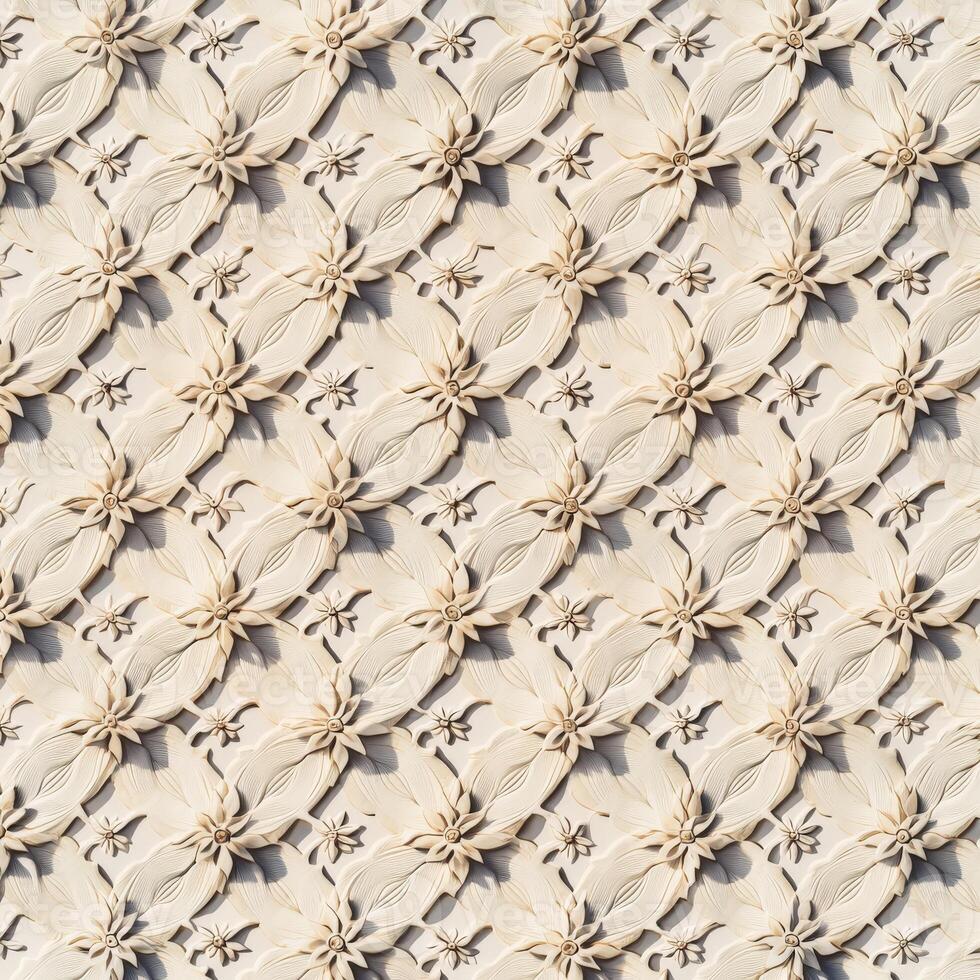 A close up of a wall with a pattern of flowers photo