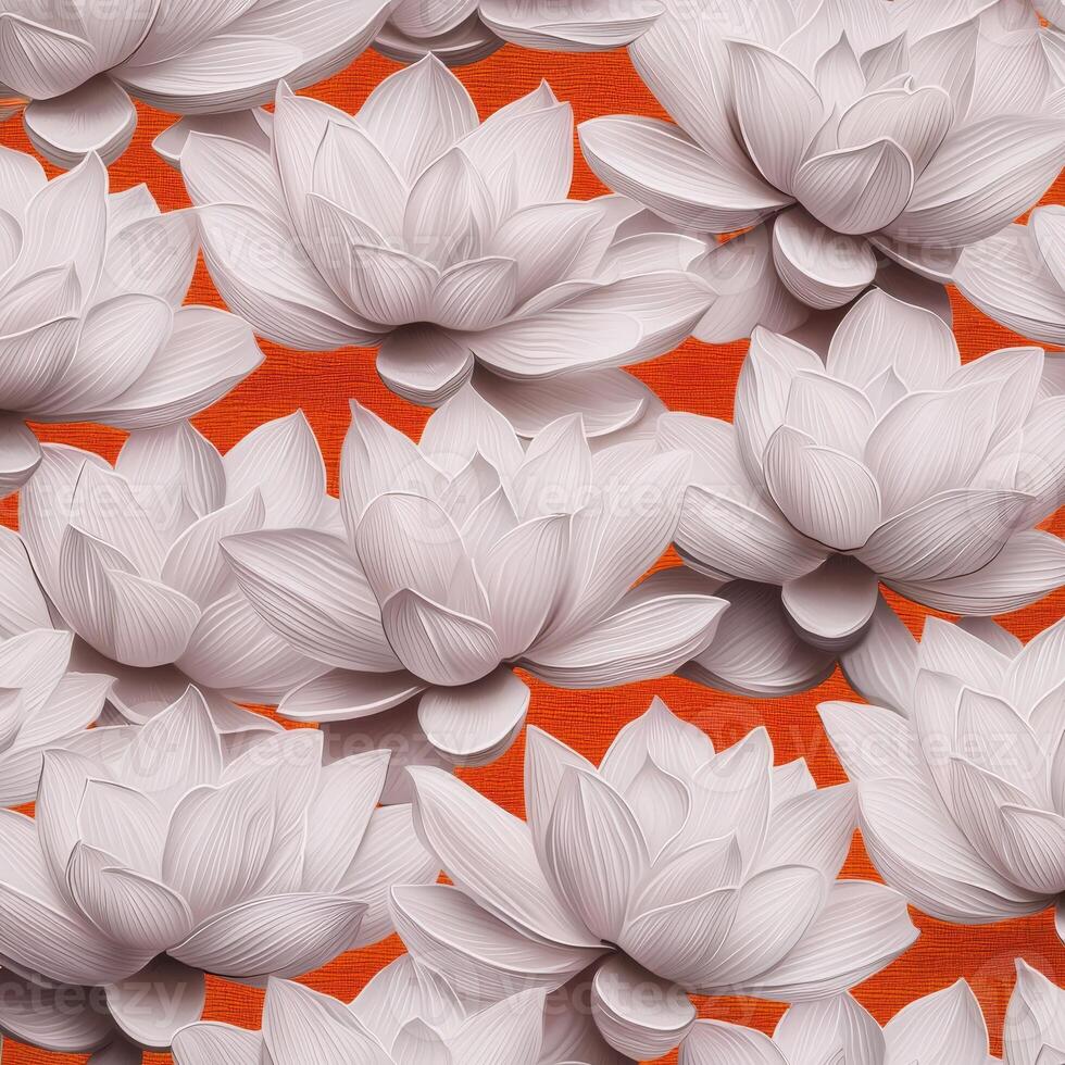 A lotus flower pattern on an orange background photo