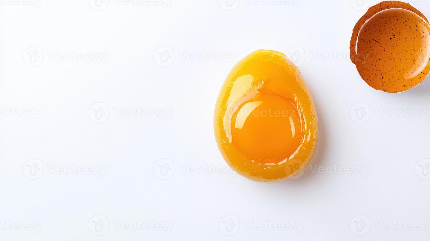 An egg and a broken egg on a white surface photo