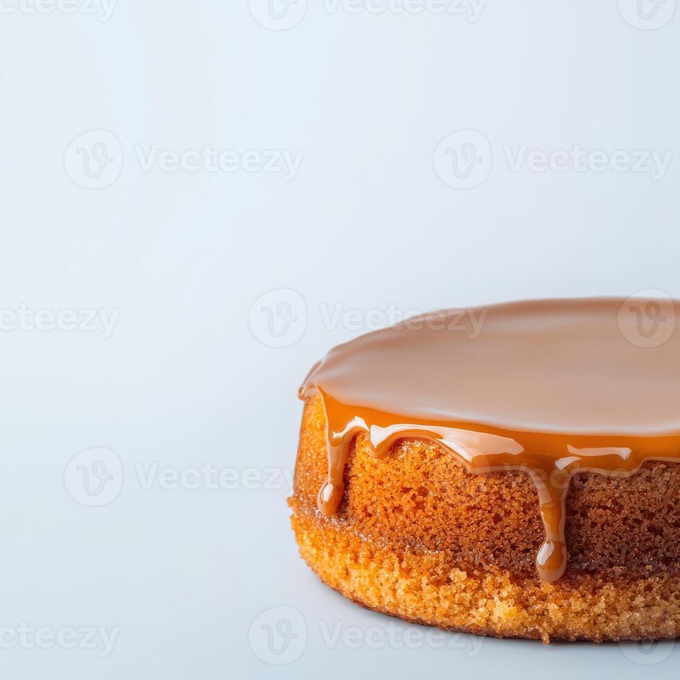 A cake with caramel sauce on top photo