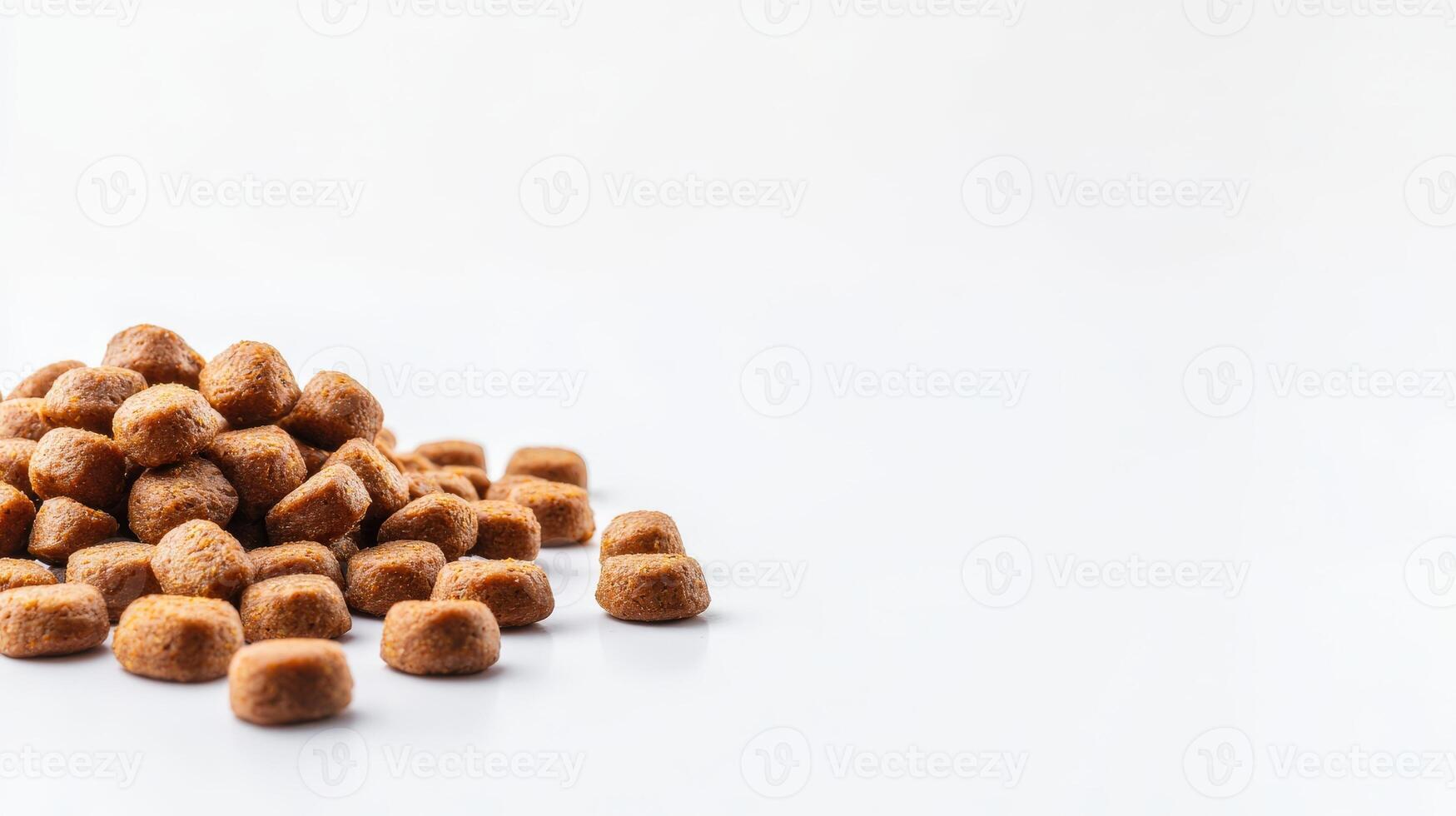A pile of dog food on a white background photo