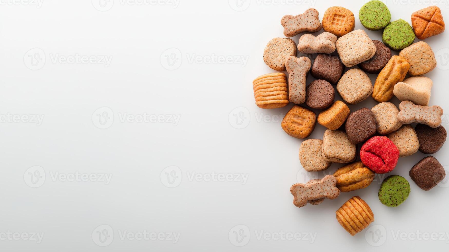 A pile of dog biscuits on a white background photo