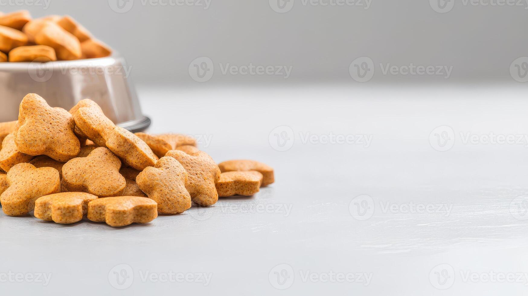 Dog food in a bowl with a few pieces of food photo