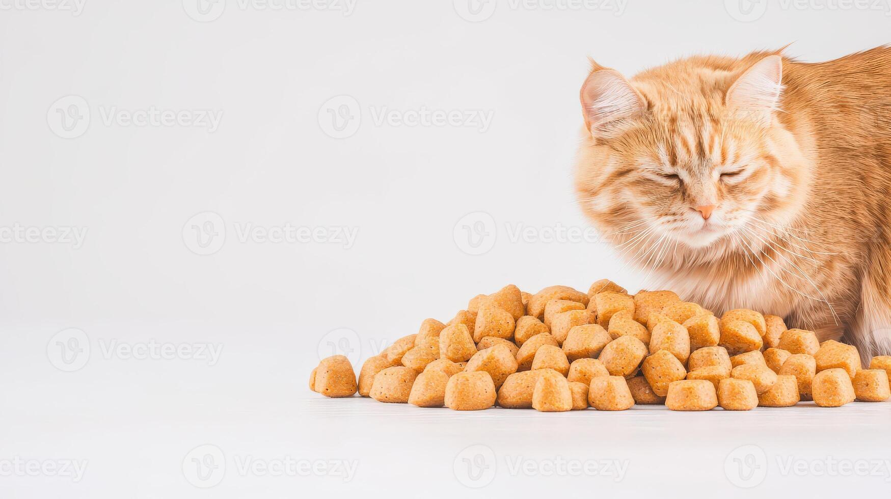 A cat is sitting on a pile of food photo
