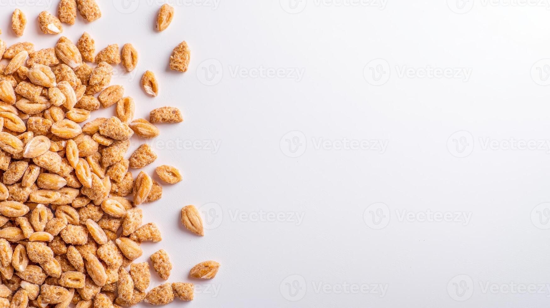 Top view of cereal grains on white background photo