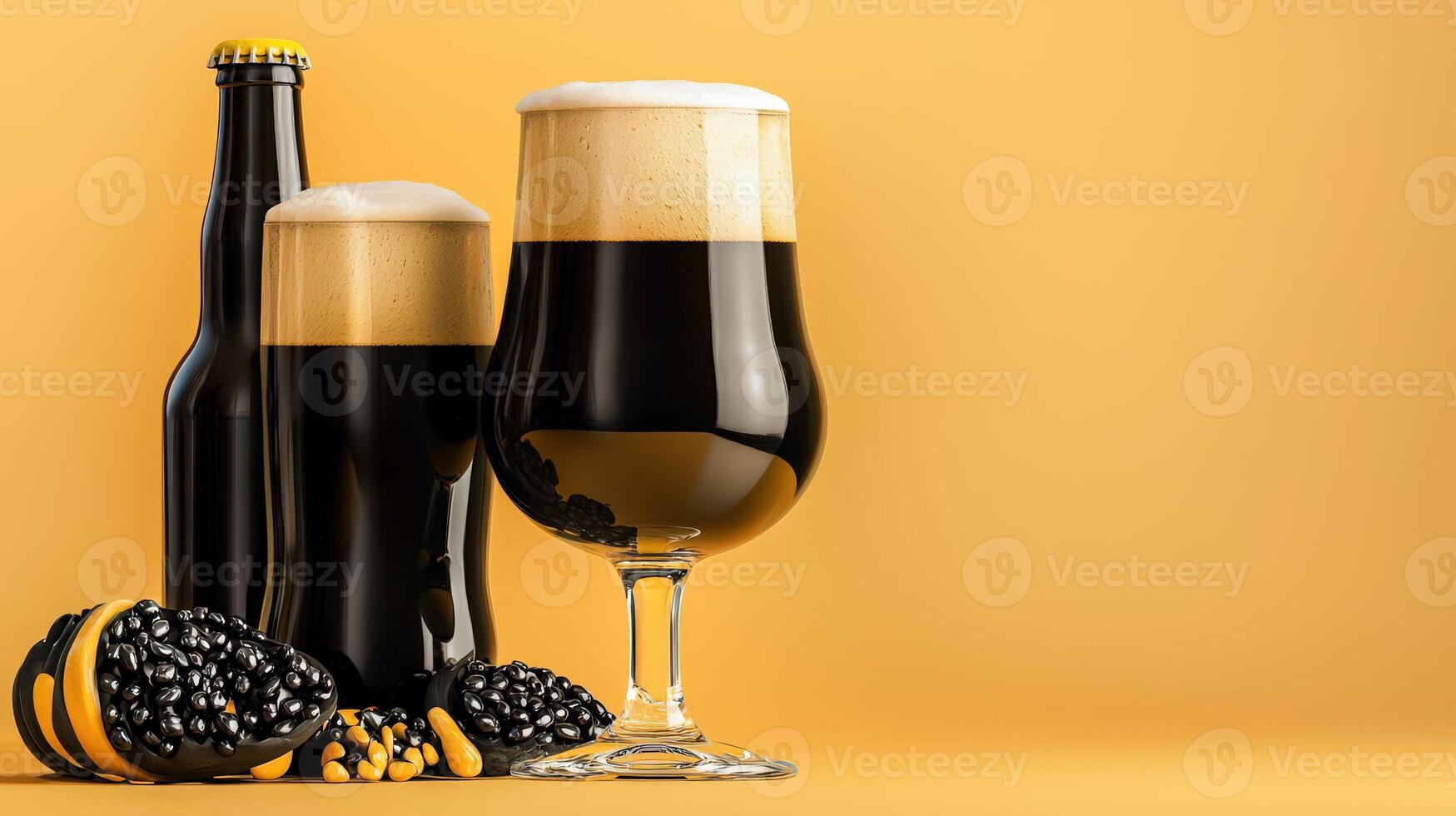 A glass of beer and a bottle of beer next to each other photo
