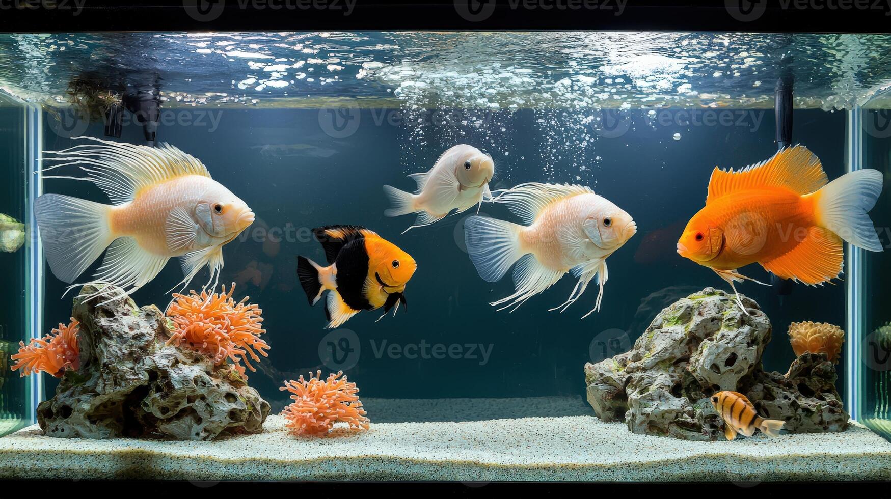 Fish in aquarium with coral and other fish photo