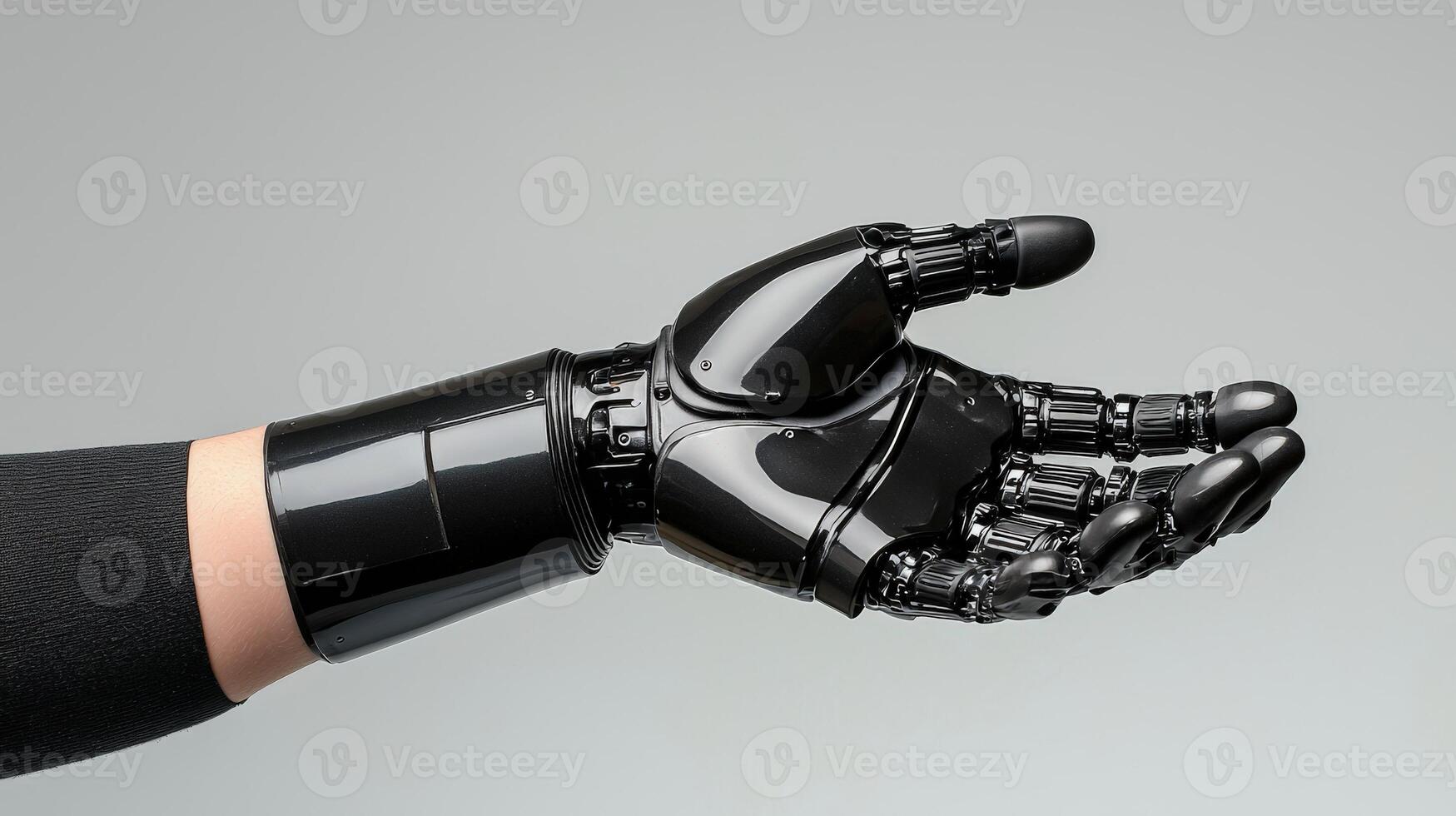 A robotic hand with a black glove on it photo