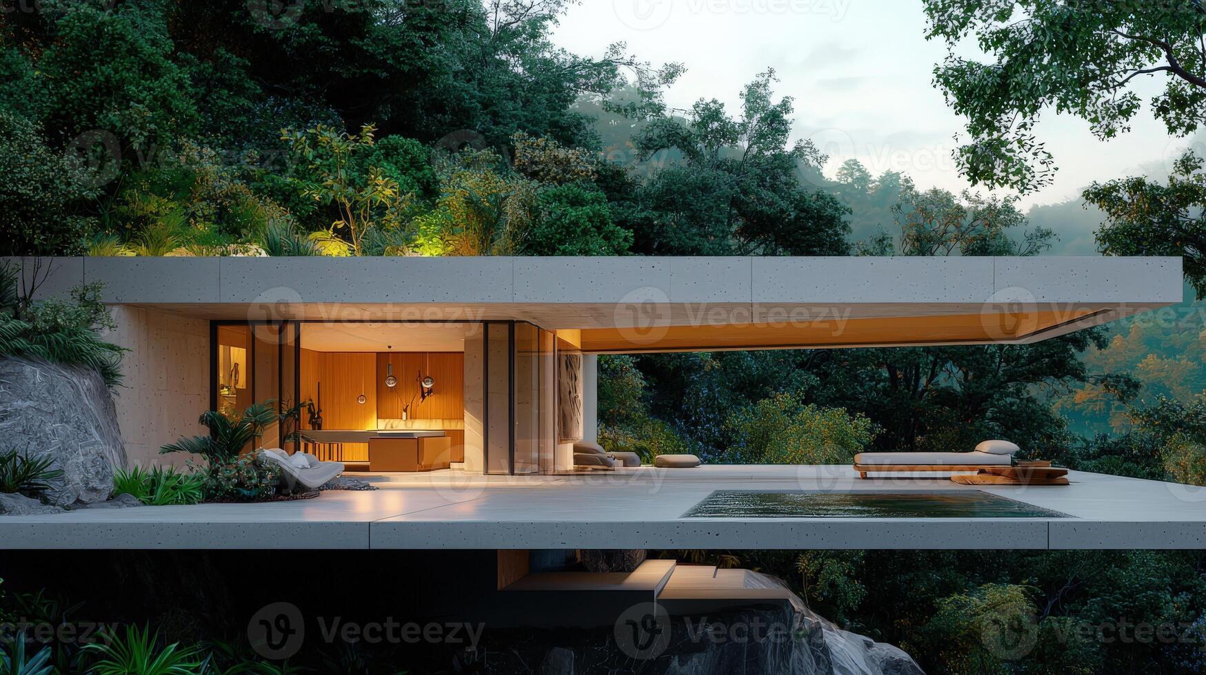 A modern house in the middle of a forest photo