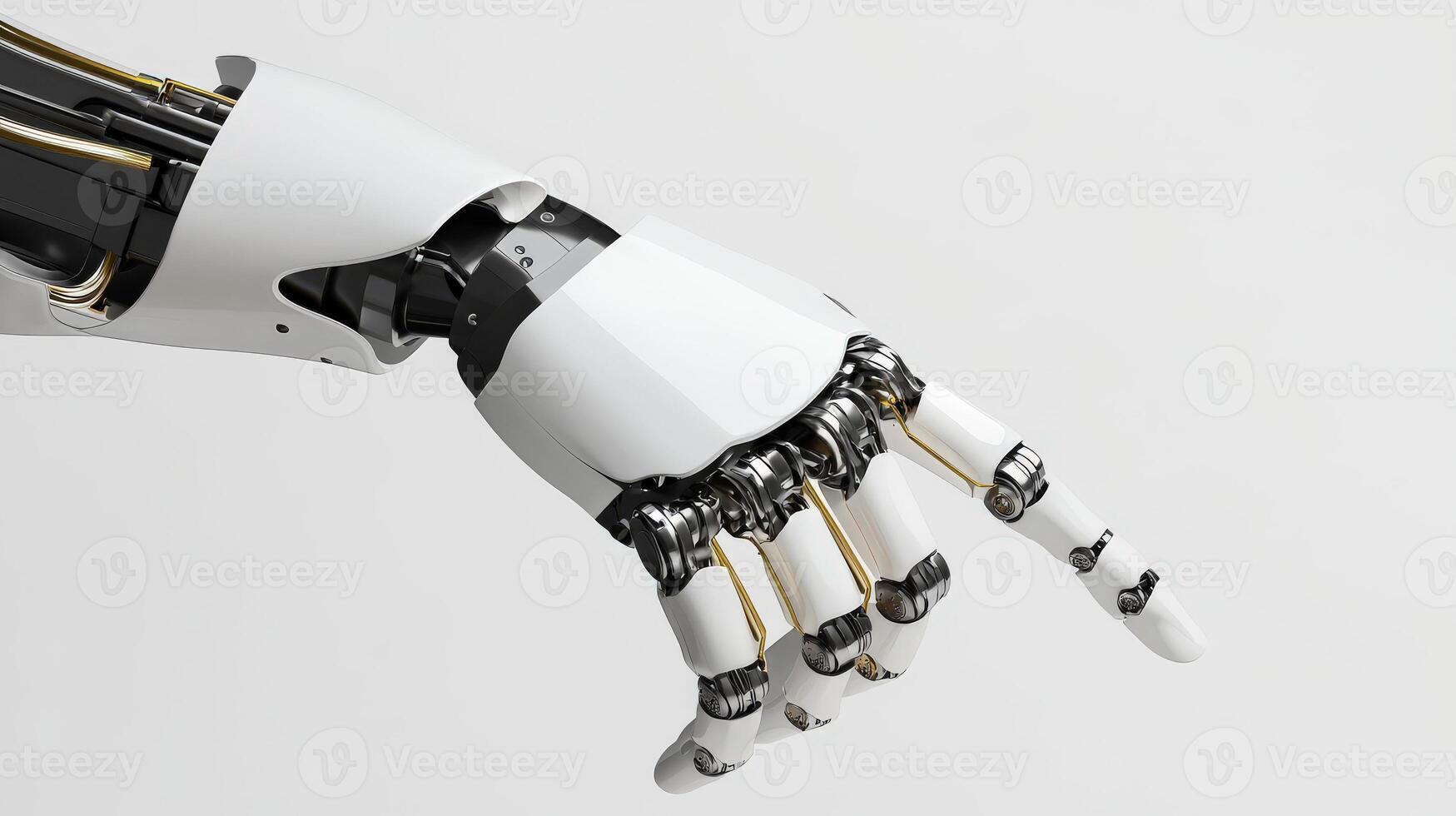 A robotic hand with a white glove on it photo