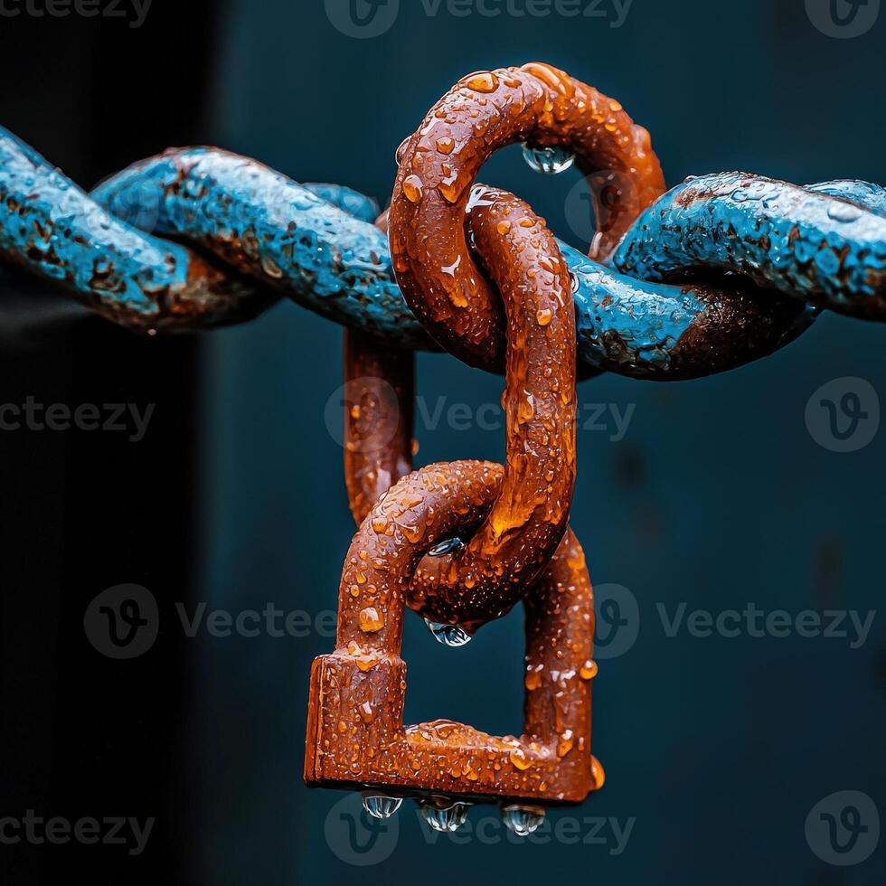 A rusty padlock on a chain photo